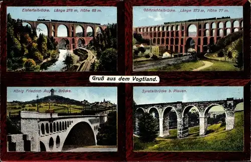 Ak Jocketa Pöhl im Vogtland, Elstertalbrücke, Götzschtalbrücke, Syratalbrücke, Fried. August Brücke