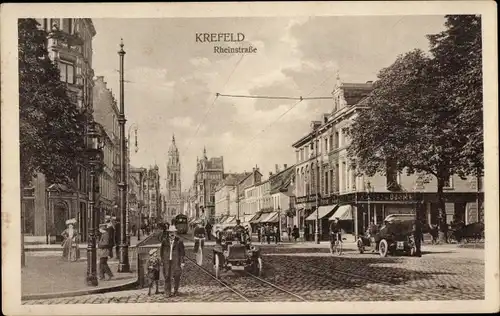 Ak Krefeld am Niederrhein, Rheinstraße, Kutsche