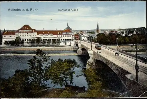 Ak Mülheim an der Ruhr, Schlossbrücke, Tram