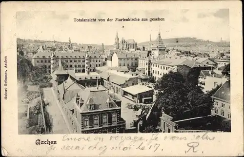 Ak Aachen in Nordrhein Westfalen, Totalansicht von der Marienkirche aus gesehen