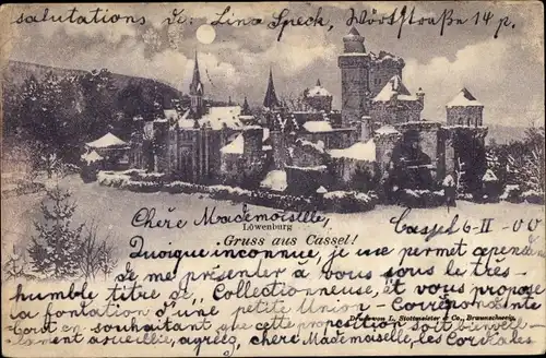 Ak Kassel in Hessen, Löwenburg, Winter