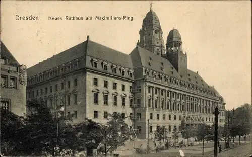 Ak Dresden Altstadt, Neues Rathaus am Maximilians-Ring