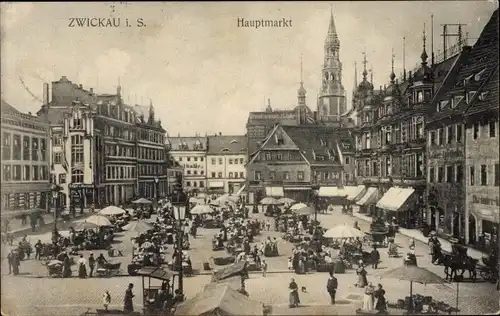 Ak Zwickau in Sachsen, Hauptmarkt