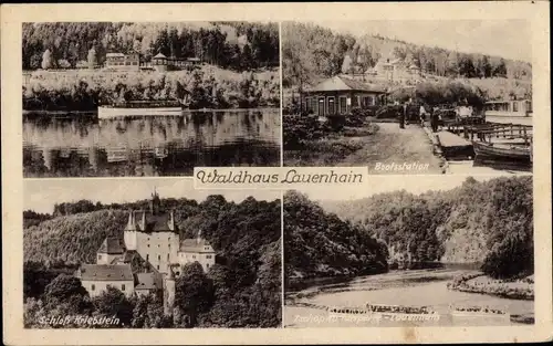 Ak Kriebstein in Sachsen, Schloss, Waldhaus Lauenhain, Bootsstation