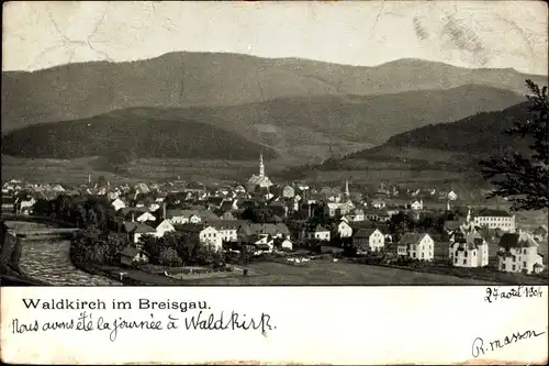 Ak Waldkirch im Breisgau Schwarzwald, Panorama vom Ort