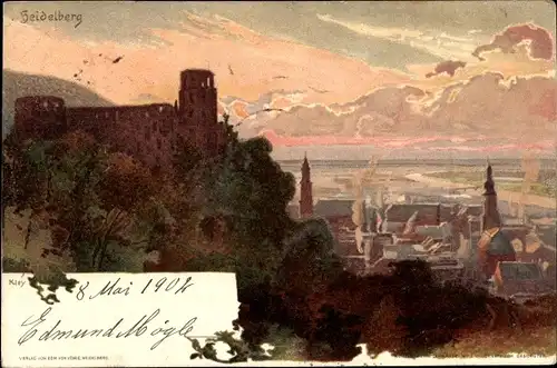 Künstler Ak Heidelberg am Neckar, Schloss, Panorama