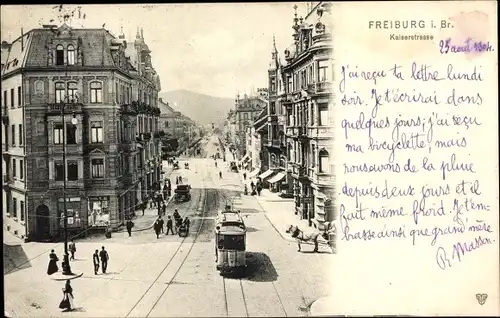 Ak Freiburg im Breisgau, Kaiserstraße, Tram