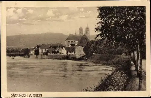 Ak Bad Säckingen am Hochrhein, Teilansicht, Partie am Ufer