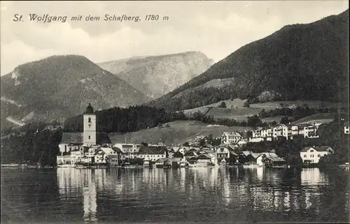 Ak St. Wolfgang im Salzkammergut Oberösterreich, Panorama mit dem Schafberg