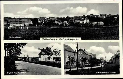 Ak Callenberg in Sachsen, Teilansicht, Kirche, Kaiserdamm