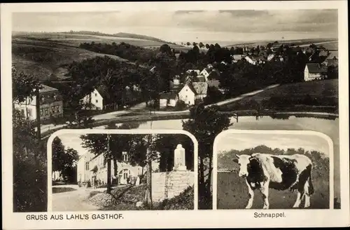 Ak Kuhschnappel Sankt Egidien in Sachsen, Gesamtansicht, Gasthof Walter Lahl, Kuh