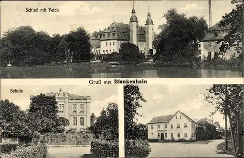 Ak Blankenhain Crimmitschau in Sachsen, Schloss, Teich, Schule