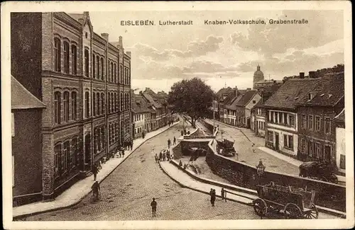 Ak Lutherstadt Eisleben, Knaben-Volksschule, Grabenstraße