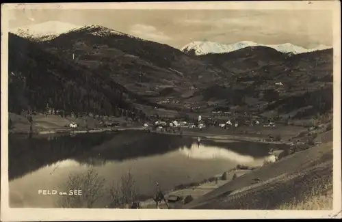 Ak Feld am See Kärnten, Panorama mit Brennsee