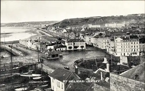 Ak Saint Helier Kanalinsel Jersey, Blick über die Dächer der Stadt