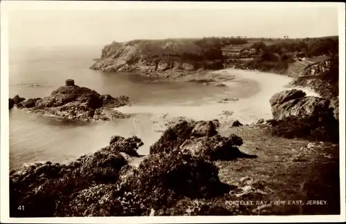 Ak Kanalinsel Jersey, Portelet Bay von Osten