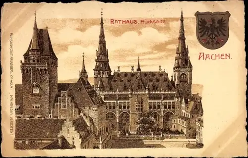 Wappen Litho Aachen in Nordrhein Westfalen, Rathaus Rückseite