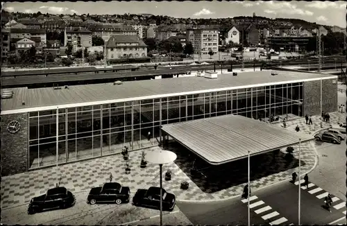 Ak Pforzheim im Schwarzwald Baden Württemberg, Blick auf Bahnhof, Straßenseite