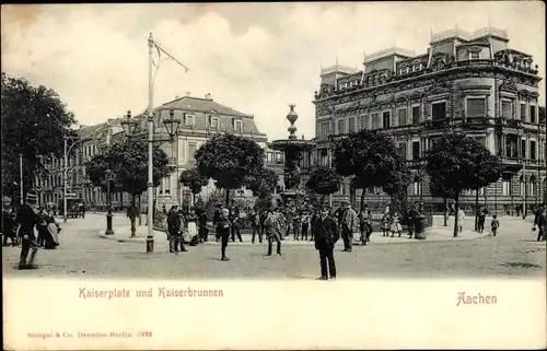 Ak Aachen in Nordrhein Westfalen, Kaiserplatz, Kaiserbrunnen