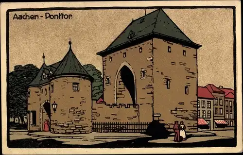 Steindruck Ak Aachen in Nordrhein Westfalen, Ponttor