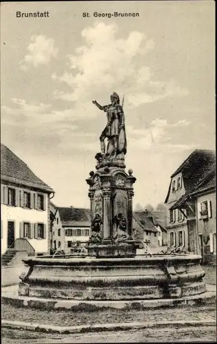 Ak Brunscht Brunstatt Elsaß Bas Rhin, St. Georg Brunnen