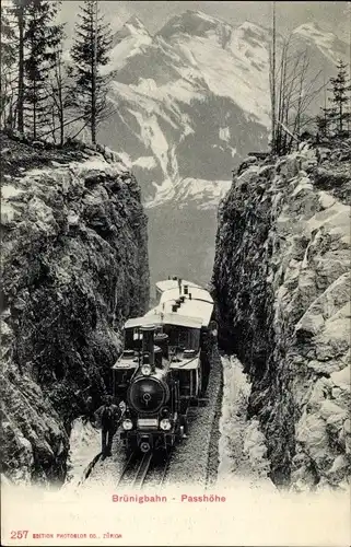 Ak Berner Oberland Kanton Bern Schweiz, Brünigbahn, Passhöhe