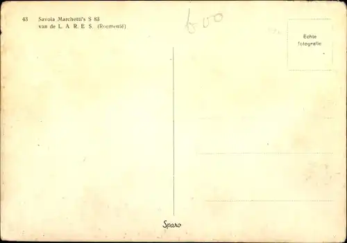 Ak Savoia Marchetti S83 van de LARES, Zivilflugzeug VR-SAD