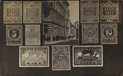 Briefmarken Foto Ak Tallinn Reval Estland, Straßenpartie