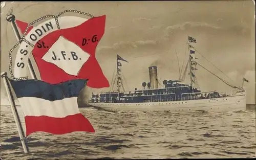 Ak Dampfer SS Odin, Reederei Braeunlich Stettin