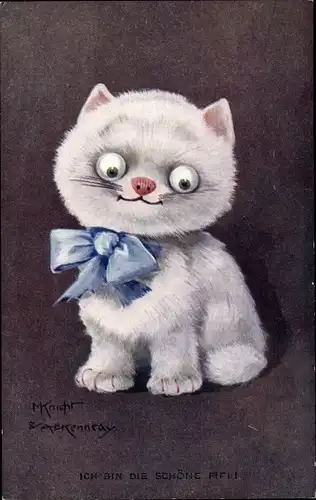 Künstler Ak Knight & Kennedy, Ich bin die schöne Fifi, weiße Katze