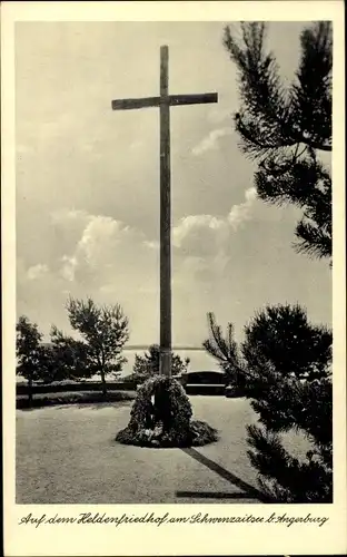 Ak Węgorzewo Angerburg Ostpreußen, Heldenfriedhof am Schwenzaitsee