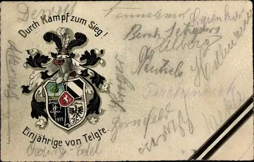 Studentika Ak Telgte in Westfalen, Einjährige 1911, Durch Kampf zum Sieg