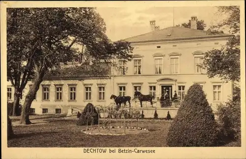 Ak Dechtow Fehrbellin in Brandenburg, Gutshaus, Kutsche