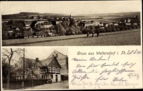 Ak Waltersdorf Teichwolframsdorf in Thüringen, Panorama, Gasthaus