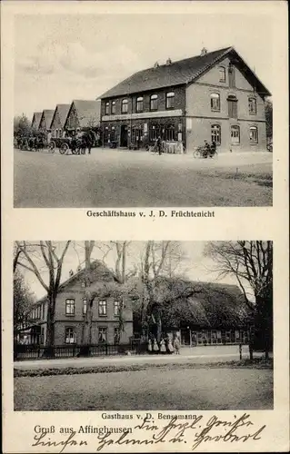 Ak Affinghausen in Niedersachsen, Geschäftshaus J. D. Früchtenicht, Gasthaus D. Bensemann