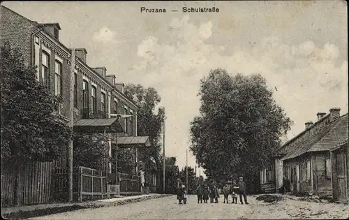 Ak Pruzana Pruschany Weißrussland, Schulstraße