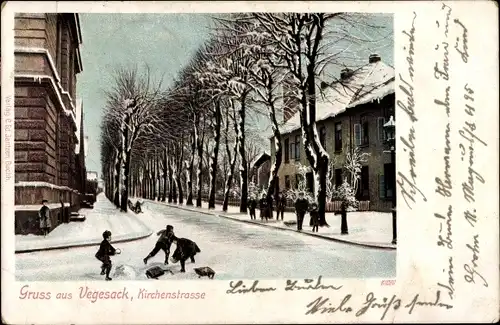 Ak Vegesack Hansestadt Bremen, Kirchenstraße, Winter