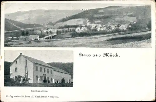 Ak Müsch an der Ahr, Gasthaus Sion, Blick auf den Ort