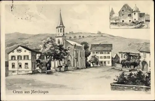 Ak Merchingen Ravenstein in Baden, Blick auf den Ort, Kirche, Pernat