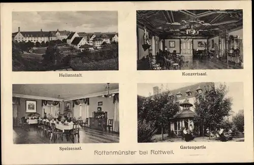 Ak Rottenmünster Rottweil in Baden Württemberg, Heilanstalt, Konzertsaal, Speisesaal, Gartenpartie