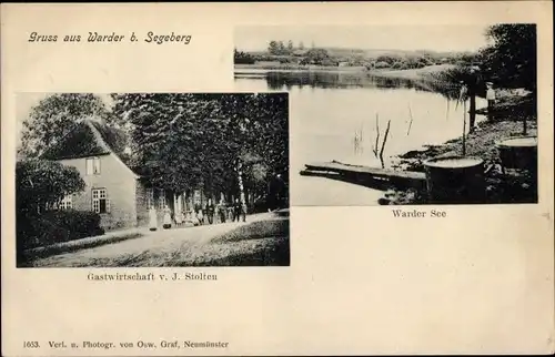 Ak Warder in Schleswig Holstein, Gastwirtschaft J. Stolten, Warder See
