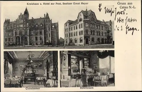 Ak Calau in der Niederlausitz, Kreishaus, Hotel zur Post, Innenansicht