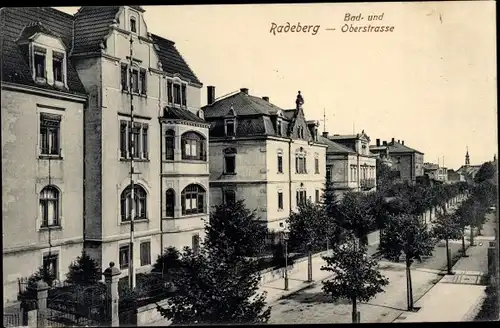 Ak Radeberg in Sachsen, Badstraße und Oberstraße