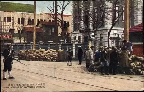 Ak Shanghai China, Zweiter Japanisch-Chinesischer Krieg, Guarding of Japanese School