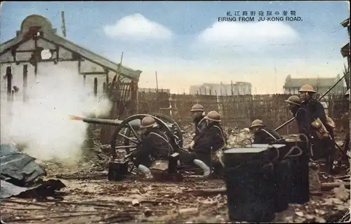 Ak Shanghai China, Zweiter Japanisch-Chinesischer Krieg, Firing from Ju Kong Road