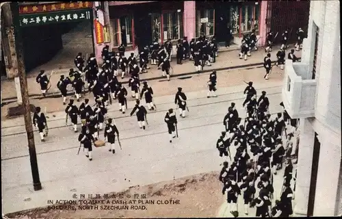 Ak Shanghai China, Zweiter Japanisch-Chinesischer Krieg, Soldiers, Szechuan Road