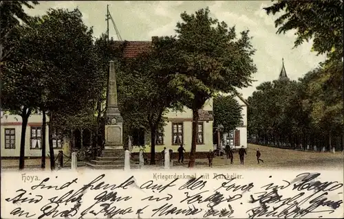 Ak Hoya an der Weser, Kriegerdenkmal mit Ratskeller