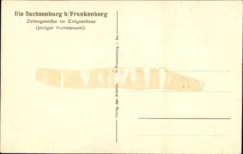 Künstler Ak Frankenberg in Sachsen, Schloss Sachsenburg, Zellengewölbe