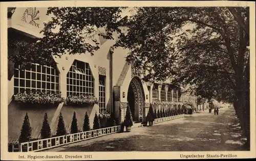 Ak Dresden, Int. Hygiene Ausstellung 1911, Ungarischer Staatspavillon