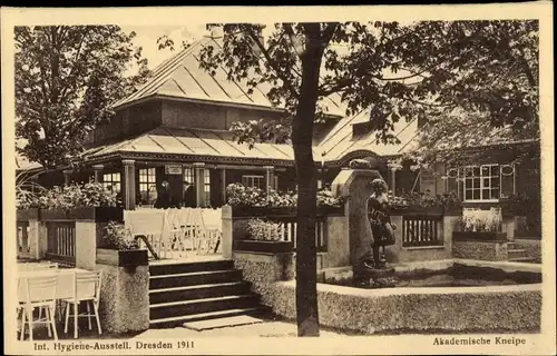 Ak Dresden, Int. Hygiene Ausstellung 1911, Akademische Kneipe